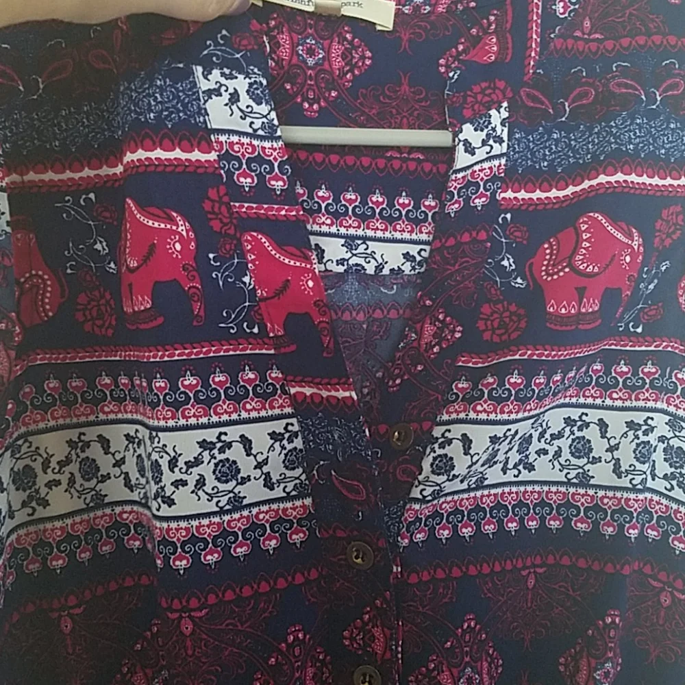 Wishful Park Sleeveless Dress with Elephant and Deco Print Size M